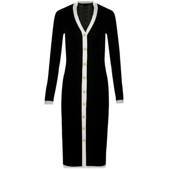 NWT Alice + Olivia Alcina Gold Button Soft Rib Knit Sweater Dress S MSRP $465 - Picture 1 of 10